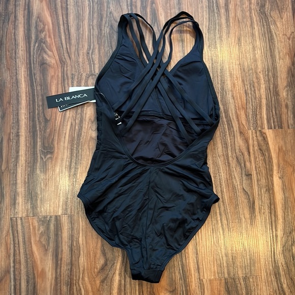 La Blanca Island Goddess Multi Strap Cross-Back One Piece - Picture 6 of 14